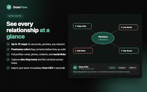 OctoFlow :: Stay connected to the people that matter. Log any outreach in one click, stay top of mind, and keep your network healthy.