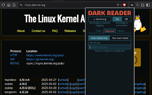 Dark Mode Exceptions :: Toggle dark mode exceptions for websites in Google Chrome.
