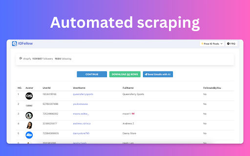 IGFollow - Follower Export Tool for Ins :: Easily export your Instagram followers and following lists to CSV or Excel with IGFollow.