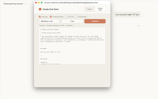 Claude Chat Tools :: Browse chat history, search all messages, and export conversations from Claude.ai