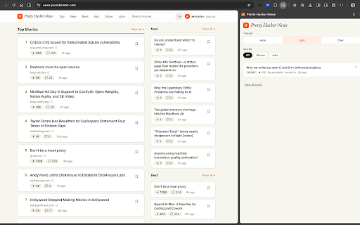 Pretty Hacker News :: Read YC Hacker News in a more UI friendly way with support of saving stories & jobs