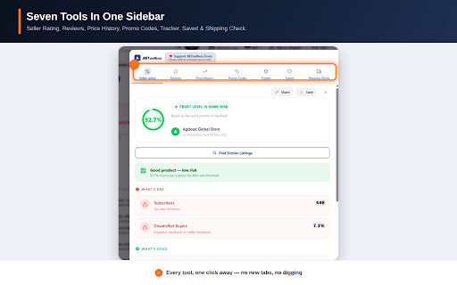 AliToolbox - AliExpress Shopping Assistant :: Track Aliexpress price history, check seller trust, find coupons, detect fake reviews & search by image on AliExpress.