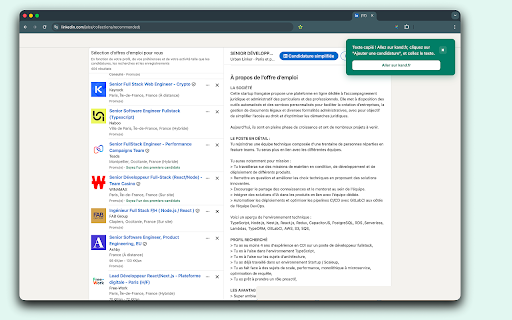 Kand :: Sélectionnez facilement le texte d'une offre d'emploi et importez-le directement dans kand.fr pour créer une candidature.