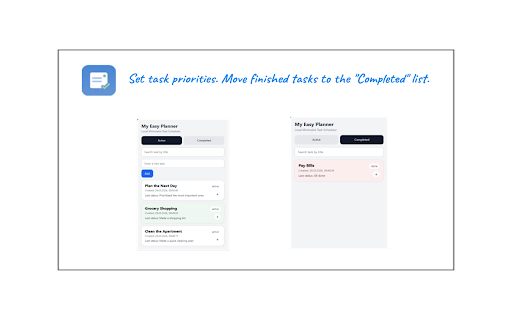 My Easy Planner :: Local Minimalist Task Scheduler with Intermediate Statuses