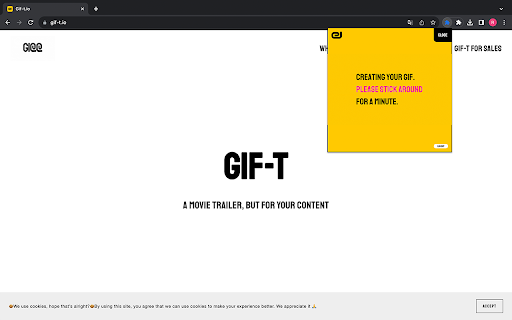 Gif-t :: Transform your web browsing into a creative journey with Gif-t. The Chrome extension that lets you craft engaging GIF trailers.