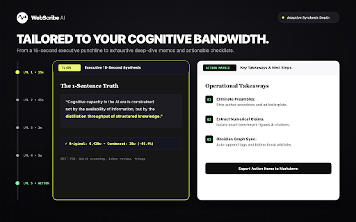 WebScribe AI - Article Summarizer & Markdown Exporter :: Summarize any web article with custom AI models (Cloudflare, Ollama, OpenRouter) and export pristine Markdown.