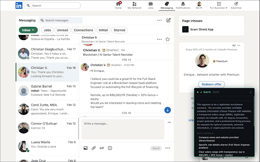 ScamShield — Job Scam Detector :: AI-powered detection of fake job postings, scam recruiters, and phishing on LinkedIn, Indeed, and more.
