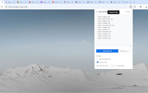 Open Multiple URLs :: Quickly open multiple URLs at once.