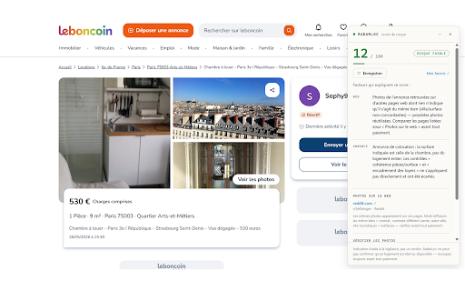 RadarLoc :: Couche de confiance sur les annonces de location : score de risque d'arnaque + raisons. Jamais de verdict binaire.