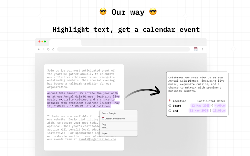 Text-2-ICS Extension :: Easily convert text to ICS calendar events.
