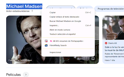 FilmAffinity Search Extension :: Una extensión para buscar películas, series, actores, directores, etc. en FilmAffinity