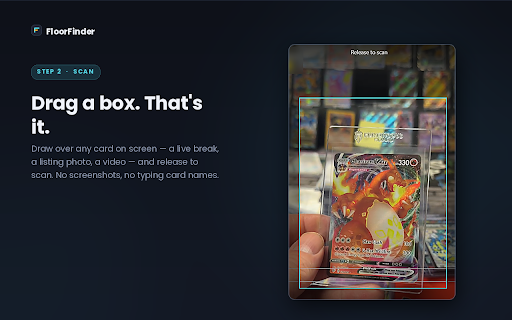 FloorFinder - Live Card Scanner for Sports & Trading Cards :: Identify trading cards on any live stream and instantly see market price, grade breakdown, and your target buy price.