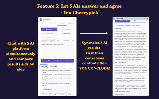 ConvoFlow AI Memory Brain & Workflow Agent :: Capture AI chats & Inject context when you need! Broadcast to multiple AIs, track decisions, and block ads—all stored privately!