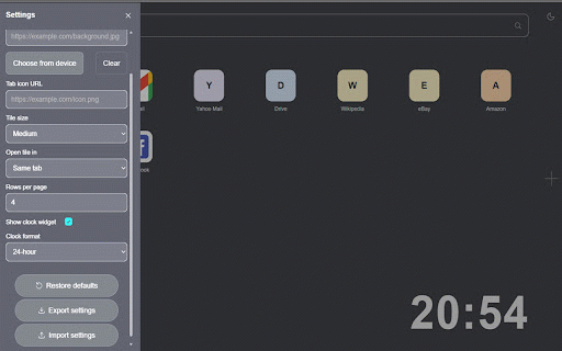 Minimal New Tab Home :: A minimal custom new tab page.