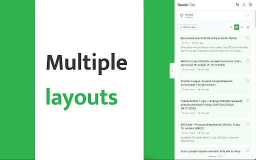 Reader Tab :: Modern RSS feed reader with a sleek slide-in panel. Stay updated with your favorite news, blogs, and websites all in one place.