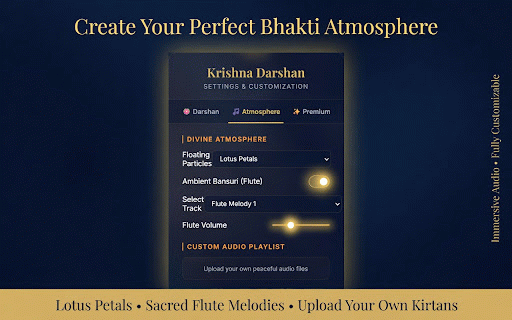Krishna Darshan – Divine New Tab :: Daily darshan of Lord Krishna, Radha Rani, and Vrindavan on your new tab with verses from the Bhagavad Gita.