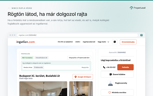 ProperLead Connector :: Az ingatlan.com hirdetéseit egy kattintással viszi a ProperLead CRM-be, és jelzi, ha a hirdetés már a rendszerben van.