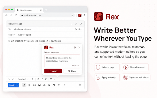 Rex: AI Writing Assistant :: Correct and refine your writing with AI