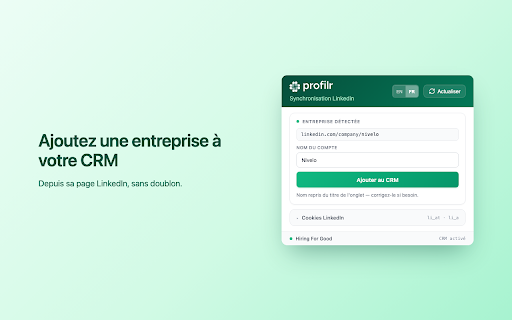 Profilr linkedin sync :: Send LinkedIn profiles and companies to Profilr, and sync your LinkedIn session