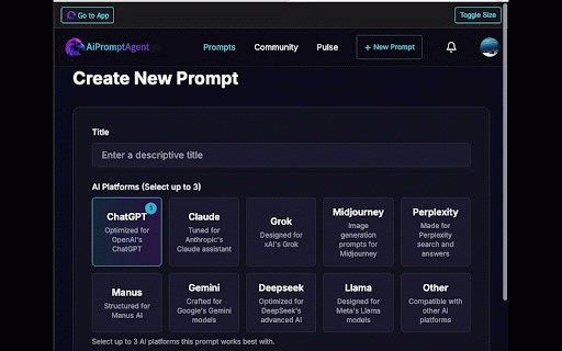 AiPromptAgent :: Manage your AI prompts across multiple AI platforms with ease.