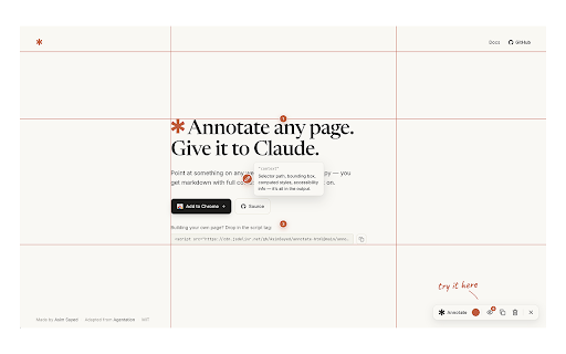 Annotate HTML :: Click-to-annotate any page. Generates clean markdown feedback for AI coding agents.