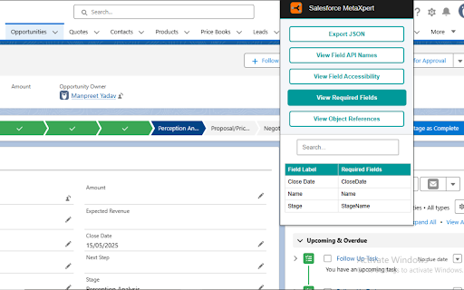 Salesforce MetaXpert :: Quickly view field API names, accessibility, required fields, export records as JSON, and check object usage effortlessly.