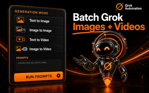 Grok Automation - Free Image and Video Generator :: Batch-generate Grok images and videos: import prompt queues, match references, resume runs, and auto-download completed results.