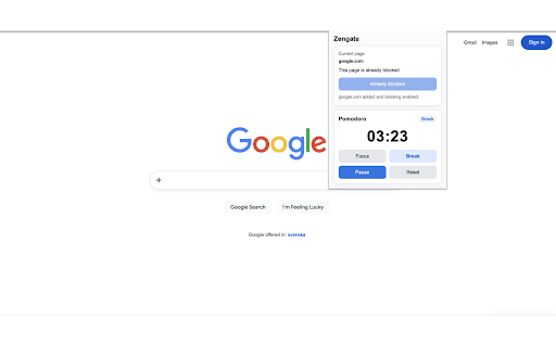 Zengate :: Block distracting websites instantly and optionally redirect yourself to a productive page. Stay focused, on your terms.