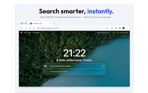 Yodo: Minimalist New Tab — Every Tab, Clean Water :: A minimalist new tab: tasks, quick links, weather and timer in one calm dashboard. Every tab helps fund clean water.