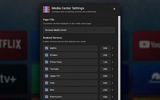 Browser Media Center :: Transform your browser into a TV-optimized media center hub for all your favorite streaming services