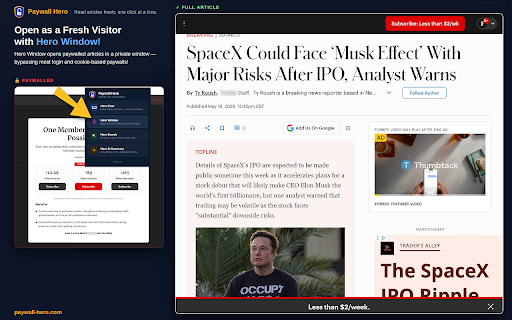 Paywall Hero :: Clear paywalls with one click. Read articles freely.