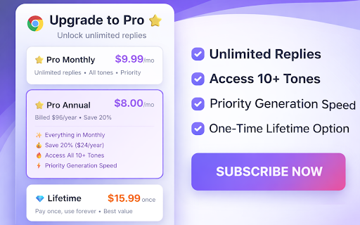SmartReply AI :: Generate human-like email and message replies using AI. Multiple tones, lengths, and intents.