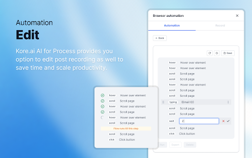 Kore.ai AI for Process :: Record and replay browser automations with deterministic execution
