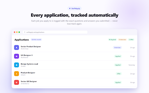 AI Auto Apply Jobs & Autofill Job Applications – SwiftApply :: Auto-apply to jobs & autofill applications with AI — one-click apply on LinkedIn, Indeed & 8+ boards. You review before submit.