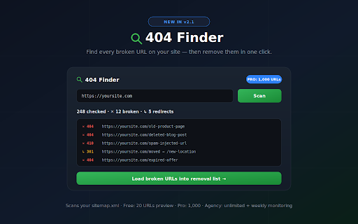 QuickRemove — Bulk URL Removal for Search Console :: Bulk-remove URLs from Google Search Console. Upload a CSV, auto-submit every removal request. Prefix mode, retry & CSV export.
