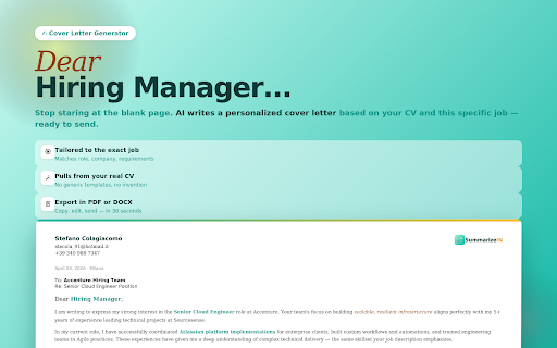 SummarizeIN — AI Job Analyzer for LinkedIn :: Analyze LinkedIn jobs in seconds with AI. Get match score with your CV, optimize your resume, generate cover letters.