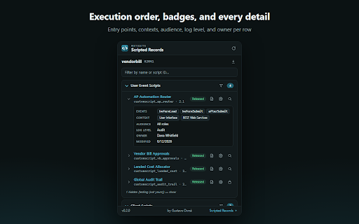 NetSuite Scripted Records :: See every script and workflow deployed on the NetSuite record you're viewing.