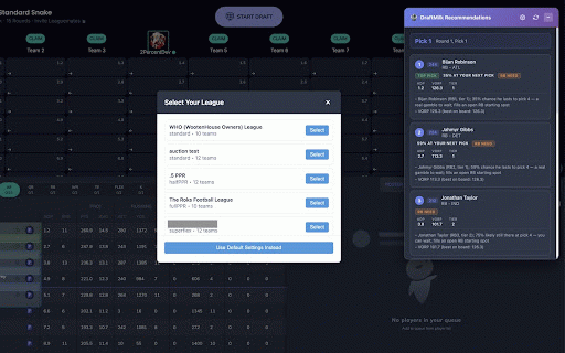 DraftMilk - Live Draft Assistant :: Real-time fantasy football draft assistance with VORP-based player recommendations