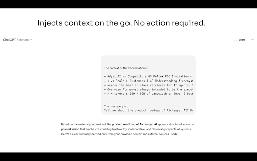Alchemyst - AI context, AI memory everywhere :: Carry your context and memory with you while using AI tools using Alchemyst AI.