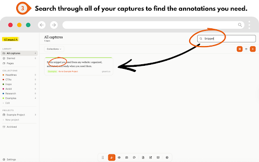 Gleanit :: Capture, retrieve, and use anything on the internet; Also see what you captured on that live page when you need to.