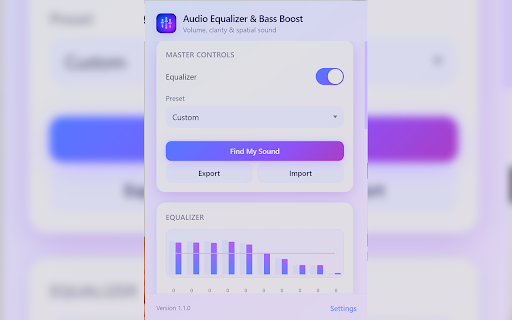 Audio Equalizer & Bass Boost – Volume + Spatial Enhancer :: Audio equalizer and bass booster for Chrome with volume boost, clarity, and spatial sound for YouTube, Spotify, and all sites.