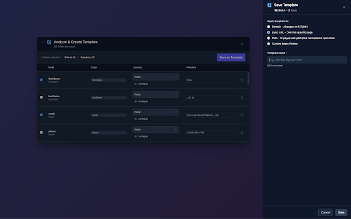 FakerFill :: Auto fill forms with realistic fake data in one click. Test data generator for developers & QA. Powered by Faker.js.