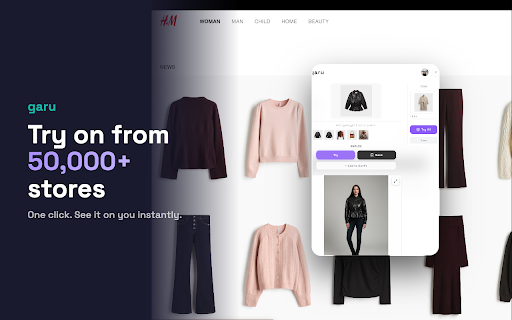 Garu: 360° Virtual Try Ons :: 360° virtual try-on for any store. See how clothes fit from every angle before buying. Works on any fashion site.