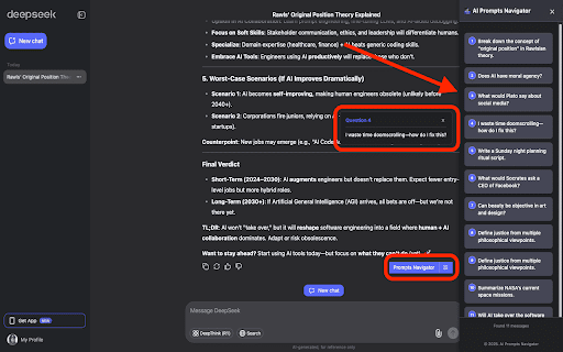 AI Prompts Navigator :: Navigate AI chat conversations with ease. Instantly Jump between questions in ChatGPT, Claude, Gemini & more using this side panel.