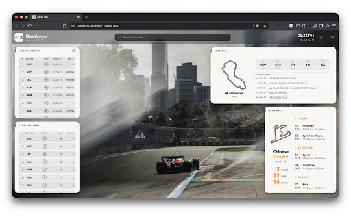 F1X: Live F1 Dashboard & Race Tracker - New Tab :: Live Formula 1 dashboard on every new tab — real-time standings, race calendar, lap times, news & driver stats.
