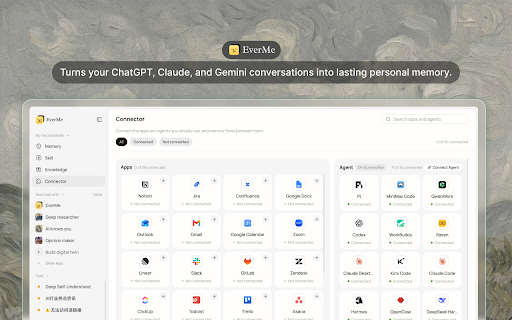 EverMe :: EverMe turns your ChatGPT, Claude, and Gemini conversations into lasting personal memory.