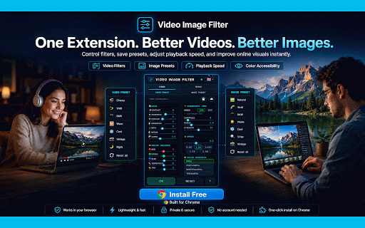 VIDEO IMAGE FILTER :: Control contrast, brightness, saturation, sharpness, color balance, and playback speed on any video and image in the browser.