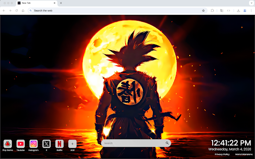 Goku’s Ocean Glow Live Wallpaper :: Experience Goku’s power glowing over the ocean in this cinematic Dragon Ball live wallpaper for your Chrome new tab.