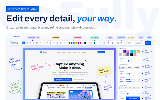 GoFully - Full Page Screenshot, OCR & Editor :: Full page screenshot & visual editor. Annotate, blur sensitive info, extract text with local OCR, export to PNG, JPG, WebP, or PDF.