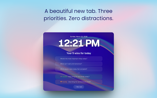 Flow — Tab Search, New Tab & Quick Launcher :: Search tabs, history & bookmarks instantly. Beautiful new tab with daily tasks, themes & 40+ wallpapers. Keyboard-first.